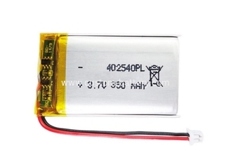 China Small Rechargeable Lithium Polymer Battery Pack 3.7V 402540 350mAh For Loudspeakers supplier